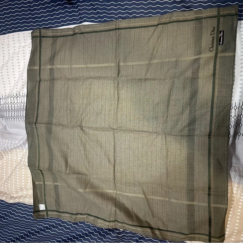 Christian Dior Olive Green/grey Scarf